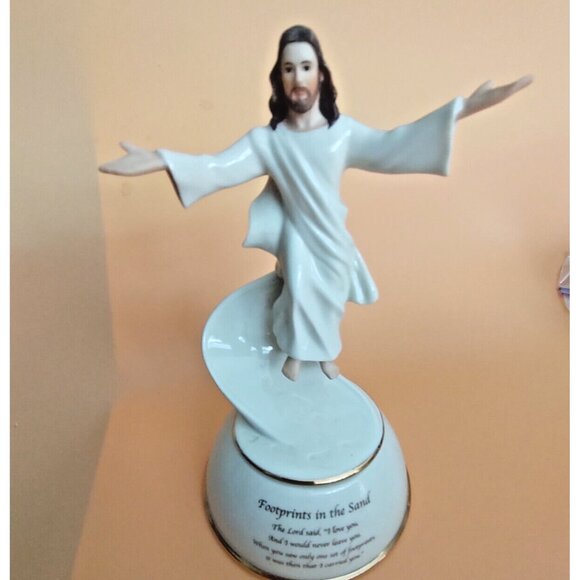 Ardleigh Elliot Footsteps In The Sand Heirloom Porcelain Music Box 2002 - Picture 1 of 15